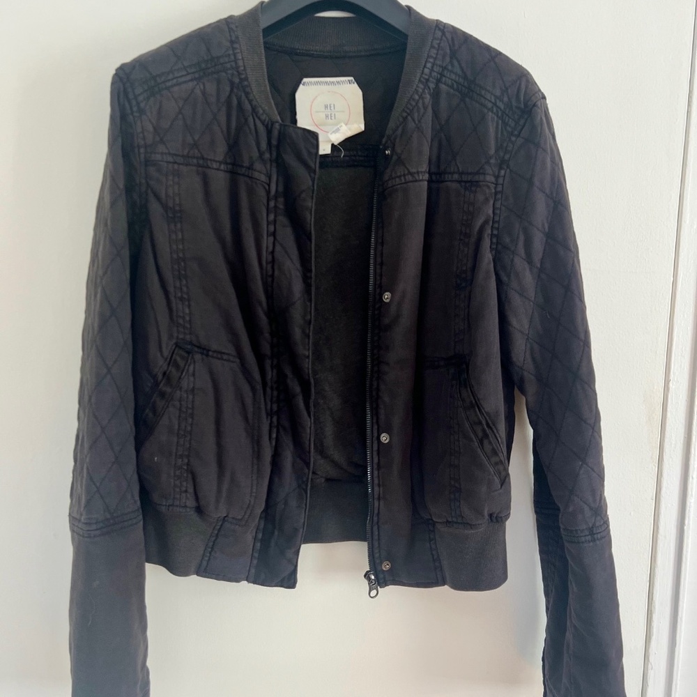Anthropologie Hei Hei - Quilted Grey Bomber Jacket (M)